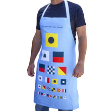 Load image into Gallery viewer, The Sailors Eye Chart Apron | Unisex Apron for Coking | Sailors Design | Novelty Cooking gift | Nautical gift | 100% cotton | Adjustable Apron | 85cm x 70cm

