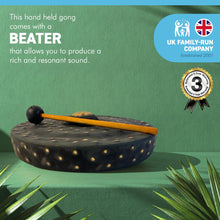 Load image into Gallery viewer, Vietnamese HANDMADE METAL GONG - natural aged finish - 30cm diameter/ 12 inches diameter GONG | Lightweight Sturdy and Durable | Music Therapy | Dinner Gong | Meditation | Percussion Music.