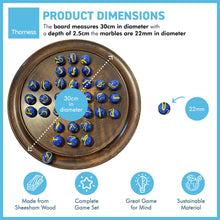 Load image into Gallery viewer, 30cm Diameter WOODEN SOLITAIRE BOARD GAME with VAN GOGH  GLASS MARBLES | classic wooden solitaire game | strategy board game | family board game | games for one | board games