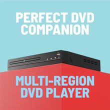 Load image into Gallery viewer, Compact DVD Player with Included HDMI | Multi Region Disc Playback | 1080P HD Upscaling | HDMI, RCA, &amp; AV Connectivity | USB, MP3, &amp; CD Playback | Easy Use Remote Control Included | Oakcastle DVD100
