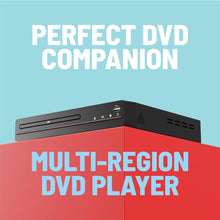 Load image into Gallery viewer, Compact DVD Player with Included HDMI | Multi Region Disc Playback | 1080P HD Upscaling | HDMI, RCA, & AV Connectivity | USB, MP3, & CD Playback | Easy Use Remote Control Included | Oakcastle DVD100