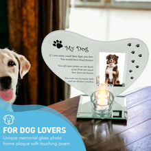 Load image into Gallery viewer, Inspirational Poem & Candle Holder Memorial Plaque for Dogs  Thorness Glass Photo Frame