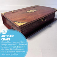 Load image into Gallery viewer, Elegant Wooden Book Box with Lock & Key, hidden secret safe for secure storage