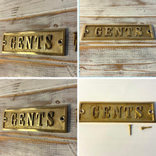 Load image into Gallery viewer, The Polished Brass Gents Sign – A Solid Cast Brass Toilet Door Plaque