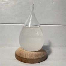 Load image into Gallery viewer, Storm Glass Tear drop shaped Weather Predictor Glass Barometer on a Wooden Base | Forecaster Creative Crystal Decorative Bottle Desktop Drops Forecast Bottle Home and Office Birthday