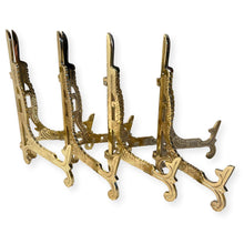 Load image into Gallery viewer, Set of 4 of Large 10-inch Metal Easel Brass Finish | Plate holder | Display stand | Metal Frame Holders for Photo Pictures Decorative Plate Dish | 25cm (H) x 15cm (Deep) | Picture Easel |Wedding tables