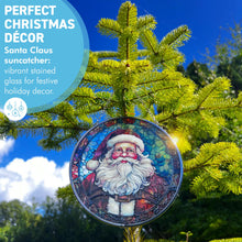 Load image into Gallery viewer, Father Christmas 6-Inch Stained Glass Suncatcher Featuring Santa Claus Design, Festive Holiday Decor