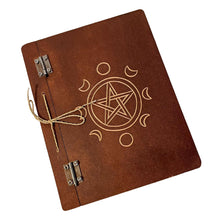 Load image into Gallery viewer, MOON PHASES NOTEBOOK|SPELL BOOK – 48 Blank pages of recycled handmade paper | Spell Book | Astronomy Notebook | Stargazing Notes | Notes | Foraging | Handmade paper