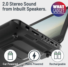 Load image into Gallery viewer, 12” Portable DVD Player | Rechargeable DVD Player Portable with 10.5 inch HD Swivel and Flip Screen | Mains or Car Powered, Region Free, Anti-Shock Protect, Remote Control | Oakcastle DVD120