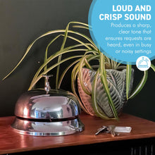 Load image into Gallery viewer, Reception Desk Bell Stainless Steel, Classic Silver Design, Loud & Clear Ringing for Hotels, Offices, Restaurants, and Front Desks