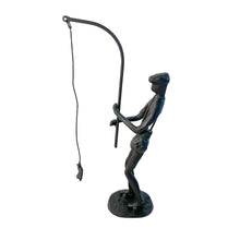Load image into Gallery viewer, METAL FISHERMAN FIGURINE ORNAMENT | Fishermen | Fisherman Statue |Fishing Gift | Contemporary Ornament | Angler | Modern Minimalist sculpture
