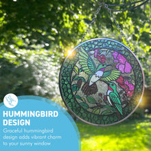 Load image into Gallery viewer, Hummingbird Design Stained Glass Suncatcher - 6-Inch Window Art Decoration