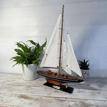Load image into Gallery viewer, J Class Wooden ENDEAVOUR MODEL YACHT | Richly Detailed Endeavour Model | Yacht Ornaments | Sailing Yacht on a Display Stand | Sailing | Boats