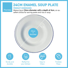 Load image into Gallery viewer, 24CM WHITE ENAMEL SOUP PLATE | Meal plate | Enamel plate | Large deep plate | Traditional plate | Kitchen plate for soup sides pasta | 24cm diameter with 4cm depth
