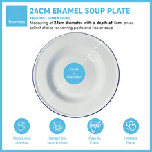 Load image into Gallery viewer, 24CM WHITE ENAMEL SOUP PLATE | Meal plate | Enamel plate | Large deep plate | Traditional plate | Kitchen plate for soup sides pasta | 24cm diameter with 4cm depth