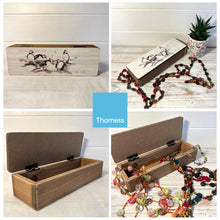 Load image into Gallery viewer, PUFFIN GROUP TRINKET BOX | Wooden box with group of Puffins | Trinket storage box | Puffin themed gift | Beach Gift | 22cm (L) x 7cm (W) x 5cm (H)