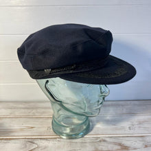 Load image into Gallery viewer, Traditional Wool Breton Cap | Size 59cm | Captain Fisherman Mariner Yachtsman Sailors Fiddlers Cap | Baker Boy flat cap skipper | Designed in the UK | classic peaked French and Greek boatman's hat