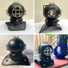 Load image into Gallery viewer, Black & Chrome Plated Scuba Diving Helmet - Perfect Nautical Gift for Enthusiasts