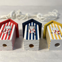Load image into Gallery viewer, Set of 3 beach hut light pulls| Nautical Theme Wooden Beach Hut Cord Pull Light Pulls