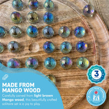 Load image into Gallery viewer, 30cm mango wood solitaire board game with soap bubble glass marbles