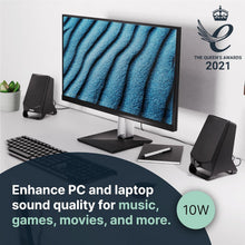 Load image into Gallery viewer, Majority Compact REFURBISHED COMPUTER SPEAKERS | Headphone Jack | One-Touch Audio Controls |10 Watt Active Stereo Sound for Music, Gaming, & Movies DX10