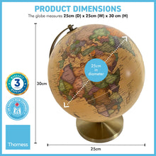 Load image into Gallery viewer, ANTIQUE CREAM GLOBE | Globes of the world | World globe for adults | Earth globe | Desk ornament | Explorers gift | World globe | 25cm (D) x 25cm (W) x 30 cm (H)