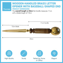 Load image into Gallery viewer, Wooden handled Brass Paper Knife with baseball-shaped end | Letter Opener | Desk Accessory |Envelope Opener | Paper Cutting Knife | Sturdy and Durable | Suitable for Office or Home use