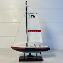Load image into Gallery viewer, Americas Cup Model Yacht | Sailing | Yacht | Boats | Models | Sailing Nautical Gift | Sailing Ornaments | Yacht on Stand | 23cm (H) x 16cm (L) x 3cm (W)