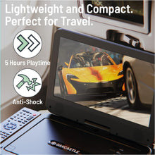 Load image into Gallery viewer, 12” Portable DVD Player | Rechargeable DVD Player Portable with 10.5 inch HD Swivel and Flip Screen | Mains or Car Powered, Region Free, Anti-Shock Protect, Remote Control | Oakcastle DVD120