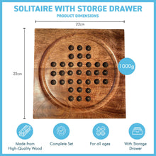 Load image into Gallery viewer, Wooden Solitaire with Drawer for Storing Marbles | Travel Games | Strategic & Traditional Games | Perfect for Adults & Family Fun