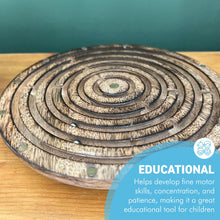 Load image into Gallery viewer, 20cm Diameter Wooden Labyrinth Maze Puzzle Board Game with 3 Silver Ball bearings