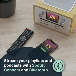 Majority HOMERTON INTERNET RADIO, DAB Radio & CD Player Music System | Bluetooth & Universal Plug and Play | USB Playback | Dual Alarm Clock