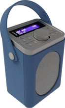 Load image into Gallery viewer, Majority Little Shelford Radio, DAB, DAB+ Digital and FM Bluetooth, Portable, Battery and Mains Powered, Bluetooth Connectivity, Dual Alarm, 15 Hours Playback and LCD Display - Blue & Grey