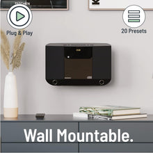 Load image into Gallery viewer, Wall Mountable CD Player with Bluetooth | Compact 40W Hi-Fi Stereo System | FM Radio, 20 Presets, &amp; Custom EQ Settings | AUX input, 3.5mm Jack | MP3 Playback | Remote Control | OAKCASTLE HIFI100
