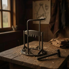 Load image into Gallery viewer, 𝗖𝗔𝗦𝗧 𝗜𝗥𝗢𝗡 𝗪𝗢𝗢𝗗 𝗦𝗣𝗟𝗜𝗧𝗧𝗘𝗥 𝗪𝗜𝗧𝗛 𝗛𝗔𝗠𝗠𝗘𝗥 | 36.5cm (H) (14”) | Wood & Kindling Splitting Tool | Firewood Cutter with Pre-Drilled Base | Splitting Blade | Fireplace Decor