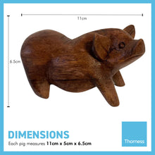 Load image into Gallery viewer, WOODEN HAND CARVED PIG ORNAMENT| Ethically produced by local craftsmen | Chinese Year of the PIG | Farm Animals | Ornaments | Animal Ornaments | Animal Lovers