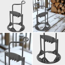 Load image into Gallery viewer, 𝗖𝗔𝗦𝗧 𝗜𝗥𝗢𝗡 𝗪𝗢𝗢𝗗 𝗦𝗣𝗟𝗜𝗧𝗧𝗘𝗥 | 36.5cm (H) (14”) | Wood & Kindling Splitting Tool | Firewood Cutter with Pre-Drilled Base | Splitting Blade | Fireplace Decor