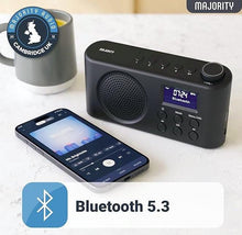 Load image into Gallery viewer, Majority Orwell Portable Bluetooth DAB, DAB+ Radio | Rechargeable Battery or USB-C Cable Powered | 12 Hour Playback, LED Display, Headphone Jack | Dual Alarm, FM, 40+ Presets | MAJORITY Orwell

