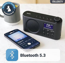 Load image into Gallery viewer, Majority Orwell Portable Bluetooth DAB, DAB+ Radio | Rechargeable Battery or USB-C Cable Powered | 12 Hour Playback, LED Display, Headphone Jack | Dual Alarm, FM, 40+ Presets | MAJORITY Orwell