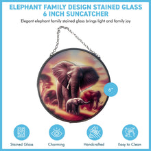 Load image into Gallery viewer, Elephant Family Glass Suncatcher, 15cm diameter Decorative Window Hanging, Vibrant Elephant Design