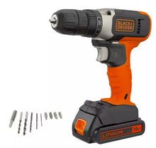 Load image into Gallery viewer, Black + Decker 18V Lithium-ion Drill Driver with Accessories