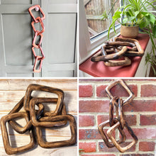 Load image into Gallery viewer, Rustic Wooden rectangular 5-Link Chain Ornament for Home Decor, Ideal for Living Room, Shelf, and Coffee Table Decoration