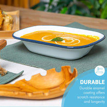 Load image into Gallery viewer, Traditional White Enamel Pie Dish – Oblong Baking Tin for Pudding, Steak, and More (L26 x W18 x D5.5 cm) Oven-Safe Bakeware