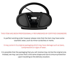 Load image into Gallery viewer, PORTABLE CD PLAYER & DAB BOOMBOX | Bluetooth, DAB+ Digital Radio & FM | USB & AUX Playback | Clear 2.0 Stereo Sound | Majority Boxworth | 15hr Battery Playtime