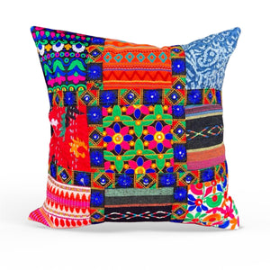Fair Trade Handcrafted Brocade Indian Patchwork Multi Colour Cushion Cover 40 x 40 cm | 16-inch x 16-inch | Combines beauty and ethical craftmanship | Cultural charm