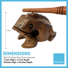 Load image into Gallery viewer, WOODEN CROAKING FROG GUIRO in a gift Box | Percussion Instrument | Fair Trade Percussion Instrument| Musical Instrument Sound Block | Childrens Musical Instrument| Frog| Wooden Frog
