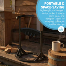 Load image into Gallery viewer, 𝗖𝗔𝗦𝗧 𝗜𝗥𝗢𝗡 𝗪𝗢𝗢𝗗 𝗦𝗣𝗟𝗜𝗧𝗧𝗘𝗥 | 31cm (12”) (H) | Wood & Kindling Splitting Tool | Firewood Cutter with Pre-Drilled Base | Splitting Blade | Fireplace Decor