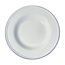 Load image into Gallery viewer, 24CM WHITE ENAMEL SOUP PLATE | Meal plate | Enamel plate | Large deep plate | Traditional plate | Kitchen plate for soup sides pasta | 24cm diameter with 4cm depth