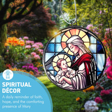 Load image into Gallery viewer, 3-Inch Virgin Mary Stained Glass Suncatcher | Beautiful Religious Window Decoration