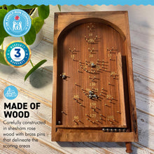 Load image into Gallery viewer, Classic vintage style TABLETOP PINBALL BAGATELLE GAME | 34cm x 20cm | Spring plunger | Brass pins and steel balls | Shesham Rose wood board ! vintage traditional pub game